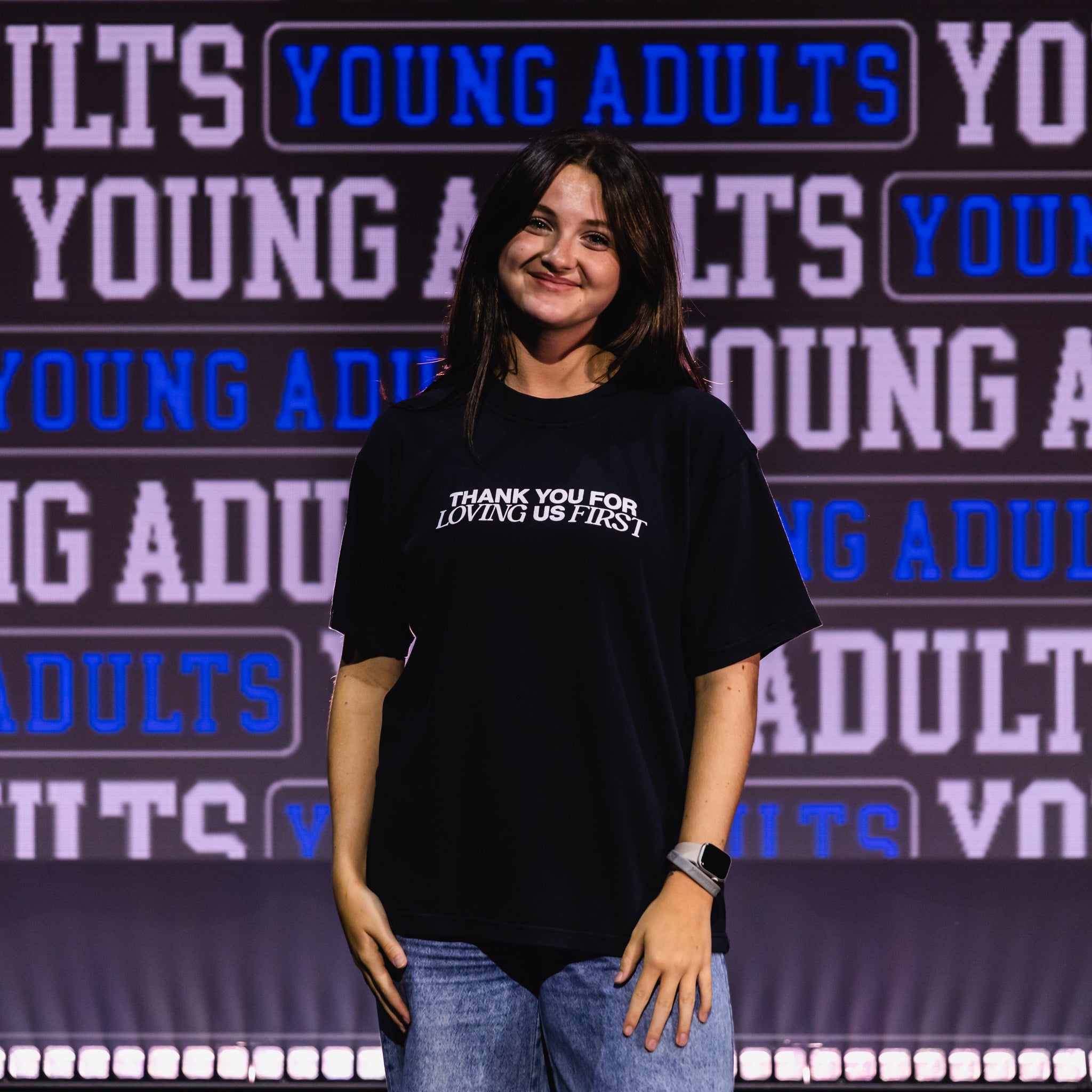 Young Adults Thank You For Loving Us First T-Shirt | Black