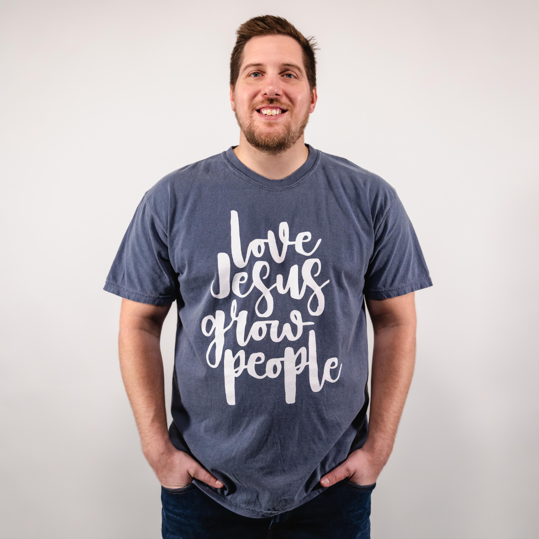 Love Jesus Grow People T-Shirt / Denim Blue