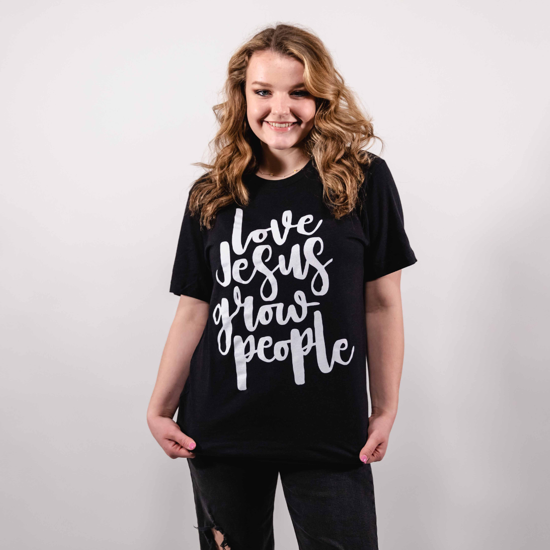 Love Jesus Grow People T-Shirt / Heather Black